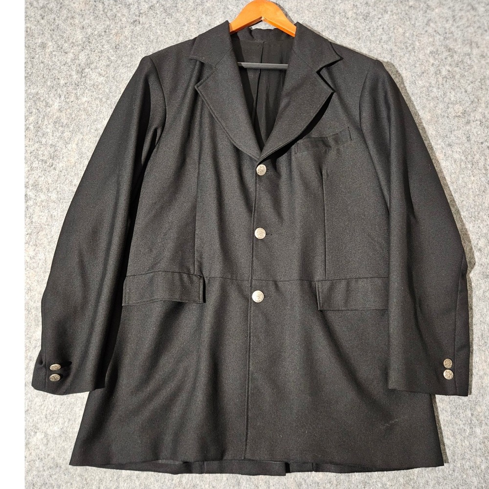 Wah Maker Frontier Mens Black Wool Blend Frock Coat Blazer Jacket 44 538499